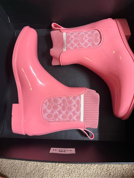 Coach Shoes - Coach Pink Signature Chelsea Rain Booties
